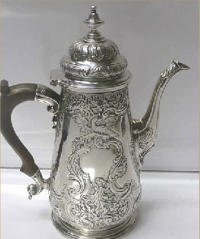 3 Mid 1700s silver chocolate pot